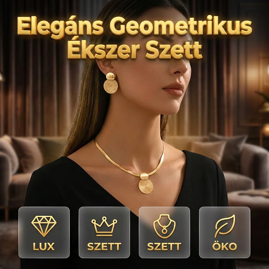 ✨👗 Emelje stílusát – Elegáns geometrikus aranyozott nyaklánc és fülbevaló szett 💎