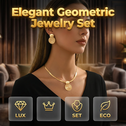 ✨👗 Emelje stílusát – Elegáns geometrikus aranyozott nyaklánc és fülbevaló szett 💎