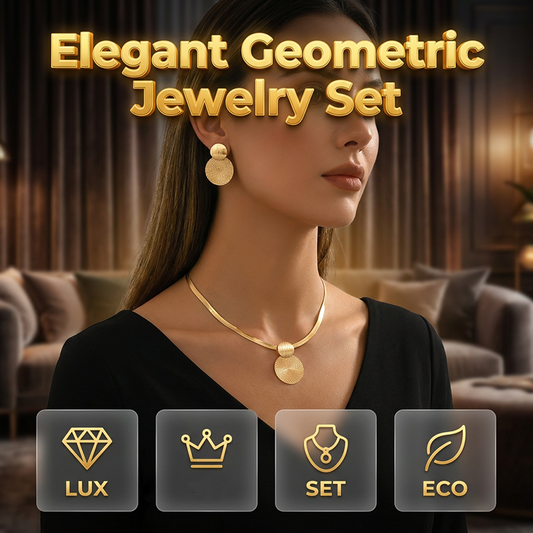 ✨👗 Emelje stílusát – Elegáns geometrikus aranyozott nyaklánc és fülbevaló szett 💎