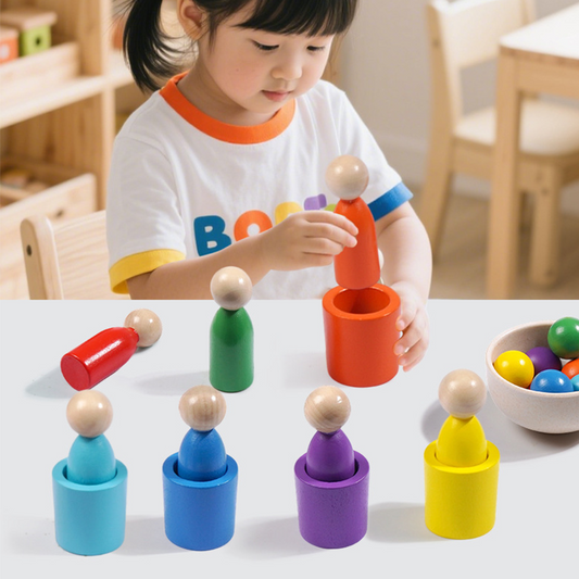 🧠🎨 Kézügyességet fejlesztő, színes labda-párosító Montessori készségjáték 💖