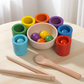 🧠🎨 Kézügyességet fejlesztő, színes labda-párosító Montessori készségjáték 💖