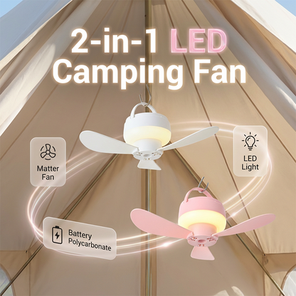 🌬️💡 Hordozható, vezeték nélküli akasztós ventilátorbeépített LED éjjeli fénnyel 🔋