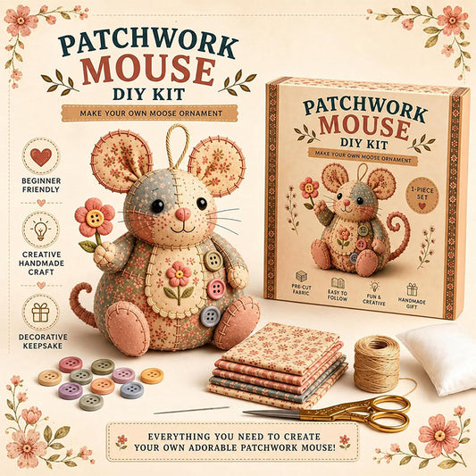 📖🧵 Varrja meg saját bájos egérkéjét – DIY patchwork egér varrókészlet (teljes anyagok, lépésről lépésre útmutató) – Utánvétes 🐭