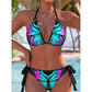 🦋👙 Szemet gyönyörködtető nyári bikini –🏖️ Élénk színű, pillangós nyakpántos fürdőruha a tökéletes tengerparti megjelenésért ✨