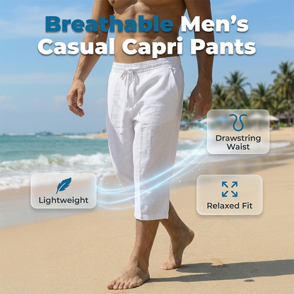 【S-L】🌬️👖 Férfi alkalmi capri nadrág, húzózsinórral a derekán ✨
