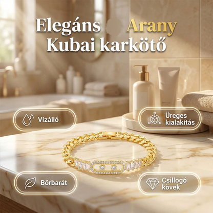 🌟💎 Káprázatos arany színű karkötő – Cirkóniaköves lánc, amely lenyűgöző ragyogást és elegáns megjelenést kölcsönöz ✨