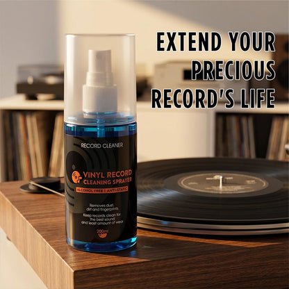 🎵🎧 Prémium antisztatikus hanglemez tisztító –🔇 Nyom nélküli spray, amely eltávolítja a port és megszünteti a zavaró sercegést ✨