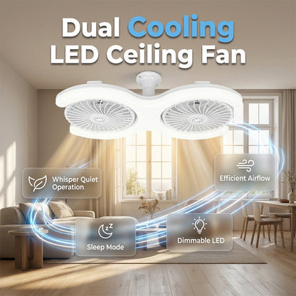 🌀💡 Kétfejű LED mennyezeti ventilátor világítással ✨