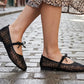 👡✨ 5 000+ nő kedvence –💖 Francia stílusú hálós balettcipő masnival – légáteresztő virágmintás háló, könnyű talp, elegáns masni (EU36-43) ☁️