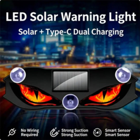 👹🚗 Napelemes LED-es autós figyelmeztető lámpa 💡