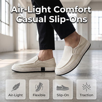 🌿👟 Férfi könnyű, nyári lenvászon szabadidőcipő –☁️ Légáteresztő, memóriahabos, slip-on – Utánvét ✨