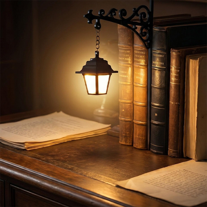 📚✨ Retro Utcai Lámpa Könyvtámasz: Meleg Fény és Nosztalgikus Hangulat! 🏮