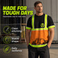 👷🔦 Jól látható figyelemfelkeltő munkapoló – Fluoreszkens + fenyvisszaverő | XS–6XL | 🛡️