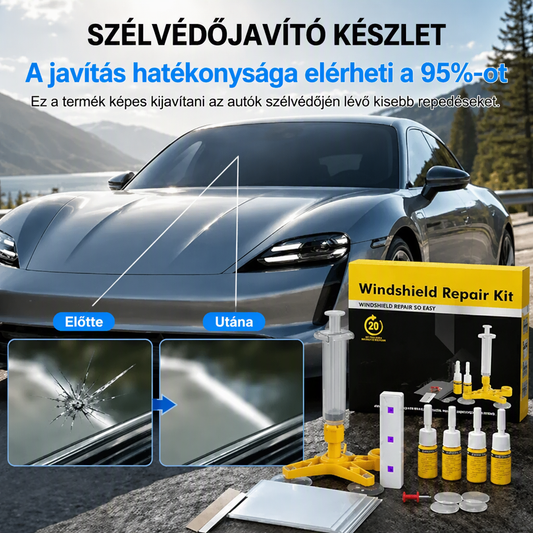 🚗✨ Autószélvédő javító készlet – 🛡️ Professzionális megoldás házilag, amely megspórolja a drága üvegcsere költségeit 🛠️
