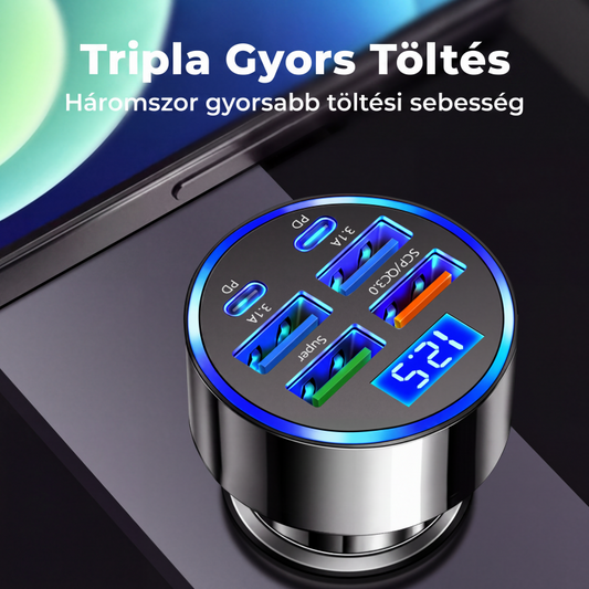 🔌🚗 6 az 1-ben autós gyorstöltő ⚡