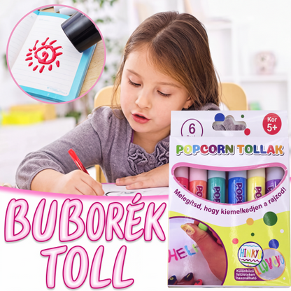 🖊️🎨 DIY buborékos pattogatott kukorica varázsceruza – 🍿 egy mozdulattal 3D-hatás✨