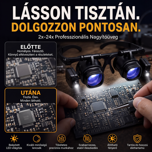 🔍 Precíziós LED-es nagyító elektronikához és kézművességhez – ✨ Tökéletesen tiszta látómező és zökkenőmentes, profi alkotói élmény 🛠️💡