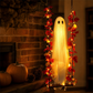 🎃👻 Lengőhintán lógó halloweeni szellem távirányítású LED-del és juharlevelekkel 🍁