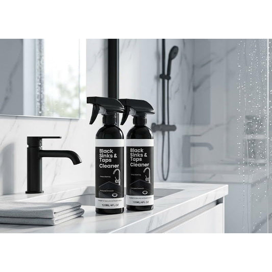 🛁🛡️ Vízkőoldó spray fekete mosdókhoz és csaptelepekhez 💧