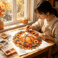 🍂🎃 Tök koszorú gyémántfestés Áttetsző függő dekoráció Kézműveskedőknek és őszi dekorációhoz 💎