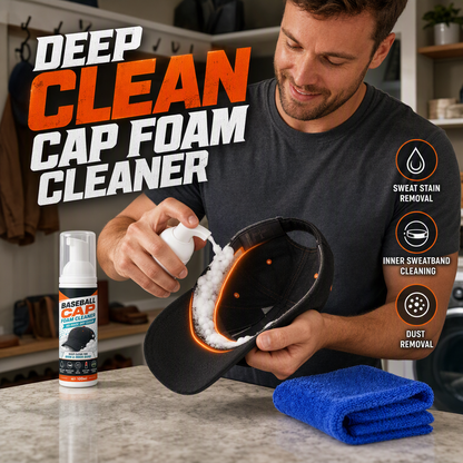 🧢🧽 Öblítés nélküli baseball-sapka habtisztító, mélyreható tisztító spray sapkákhoz, izzadságfolt ✨