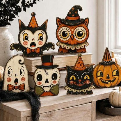 Vintage Wooden Halloween Desktop Ornaments