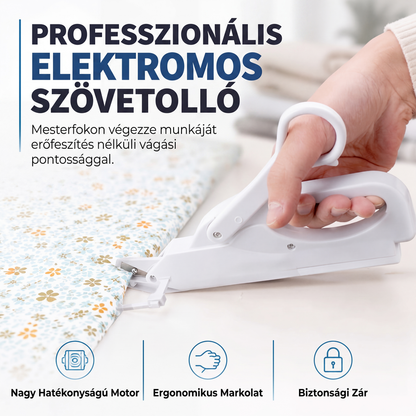 Rozsdamentes acél pengék – éles, kopásmentes vágás, még a csúszós anyagokon is – Vezeték nélküli elektromos szövolló – Utánvéttel! 🔪