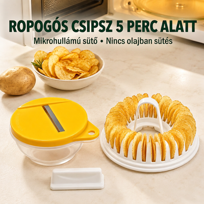Olajmentes, mikrohullámú sütőben készülő ropogós chips – bűntudat nélküli nassolás minden alkalommal – Olajmentes mikrohullámú zöldségcsipsz-készítő – Utánvéttel! 🥔