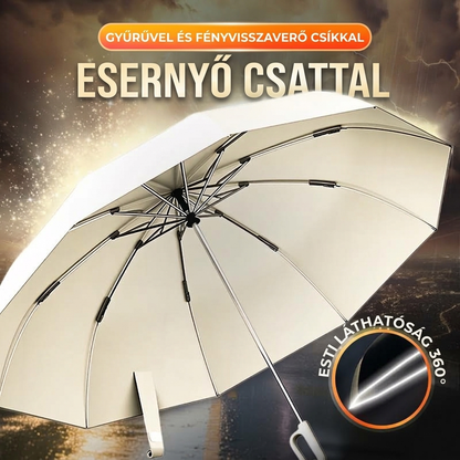 Egy kézzel, gombnyomásra nyílik és záródik – kényelmes használat esős napokon – Automata összecsukható esernyő – Utánvéttel! 🌂