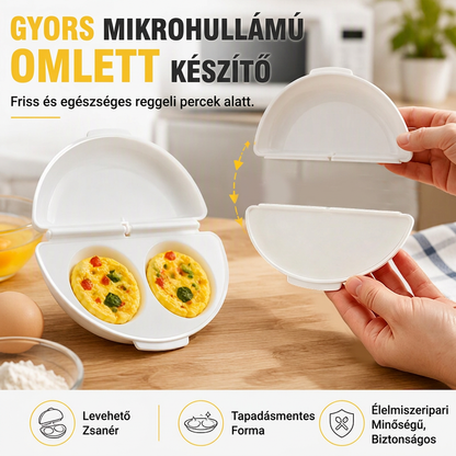 Kevesebb mint 3 perc alatt meleg reggeli – forgalmas reggeleken is tápláló étel – 2 az 1-ben omletkészítő és tojástartó főzőedény – Utánvéttel! ⏱️