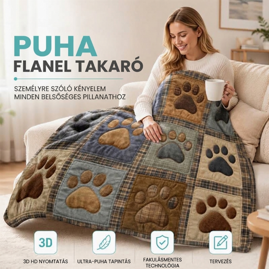 Cuki mancsnyomatos puha flanel takaró