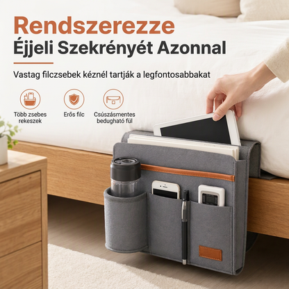 Azonnal rendezheted az ágymelléket – biztonságban tárolhatod tabletedet és telefonodat – Nemez ágymelléki tárolózacskó – Utánvéttel! 🛏️